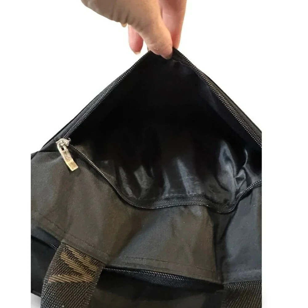 Valentino Christy Black Nylon Tote Bag with Logo Border